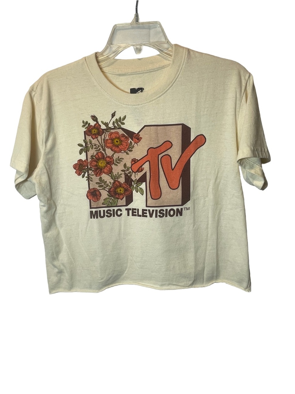MTV Floral Logo Tee in Cream and Orange Women’s Size M